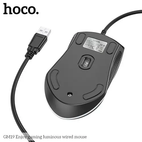 Комп'ютерна Миша HOCO GM19 Enjoy gaming luminous wiчервоний mouse Чорна - фото 2