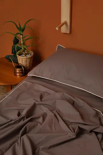 Комплект постільної білизни полуторний 155х215 см варена бавовна White Dream Коричневий - фото 6