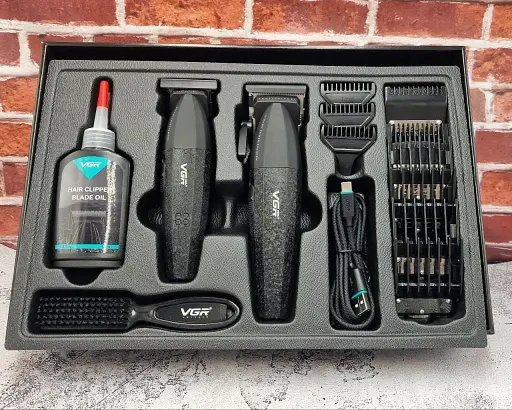 Профессиональный набор VGR V-640 (Машинка для стрижки + Триммер, 9000 об/мин, LCD-дисплеи) - фото 3