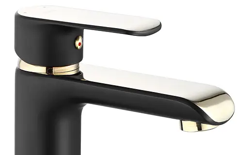 Смеситель для умывальника Rea Bloom низкий black/золото REA-B9933 Черный маовый - фото 4