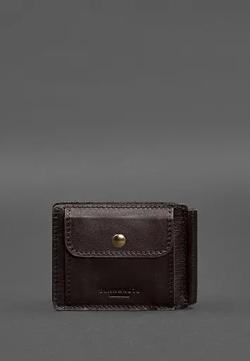 Кожаное портмоне 13.0 зажим темно-коричневый краст - фото 9