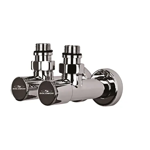 Кран вентильний кутовий з американкою Solomon Lux 1/2″ chrom 7777 (2шт. комплект) 000017504 - фото 3