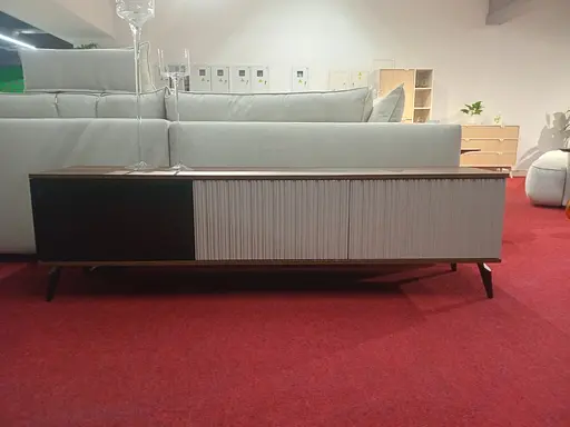 Тумба під ТВ з підсвіткою Вічі / Vici RTV180 3-дверна Горіх/кашемір Perfect Home Польша (PFH-091295) - фото 6