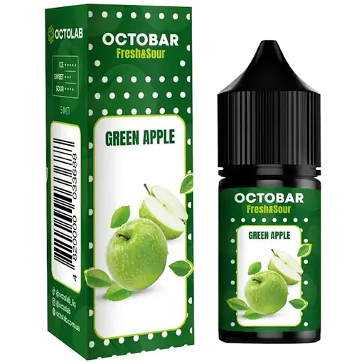 Набор компонентов для самозамеса солевой заправки Octobar Fresh & Sour 10 мл Green Apple Зеленое яблоко, 0-50 мг (18498)