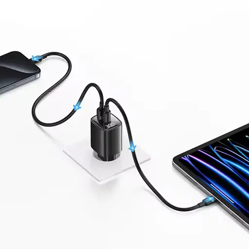 МЗП Usams US-CC229 GaN Digital Display XC Ser. 30W (1USB-A/1C) Black - фото 3