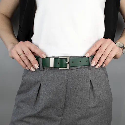 Ремінь жіночий шкіряний JK-3023 під джинси зелений (115 см) - фото 2