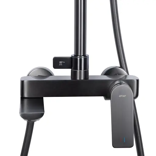 Душевая система универсальная Qtap Vlasta New на три потребителя (с изливом) QTVLA111GMB45651 Gunmetal Black PVD, Шлифованный черный хром - фото 12