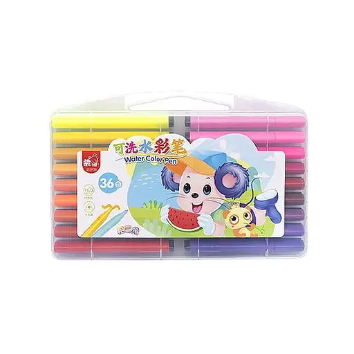Набор фломастеров Water color pen 36 цветов 204-36 в пластиковом боксе Синий