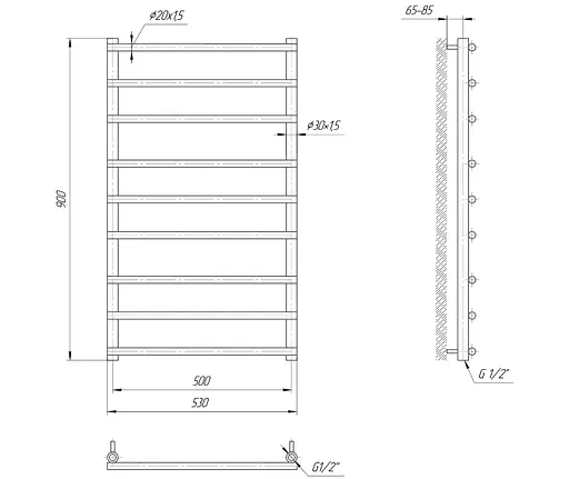 Водяна рушникосушка Mario Турин 900x530/500, Хром - фото 2