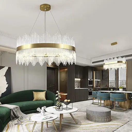 Підвісна LED люстра у вишуканому латунному каркасі Ø 80 см | Арт. J 881-800 AB | Line F - фото 4