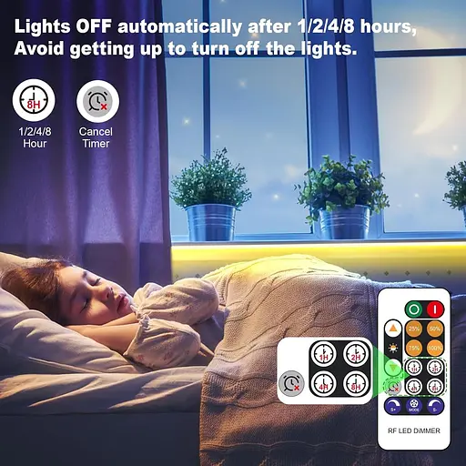 Світлодіодна стрічка Cob LED Strip Light 10 м з таймером, затемнювані стрічкові світильники з радіочастотним пультом дистанційного - фото 3