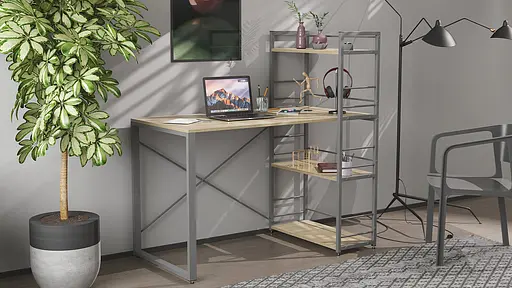 Письмовий стіл Ferrum-decor Серії Конект з етажеркою 75x120x60 сірий ДСП Дуб Сонома 16мм (FRD-104233) - фото 5