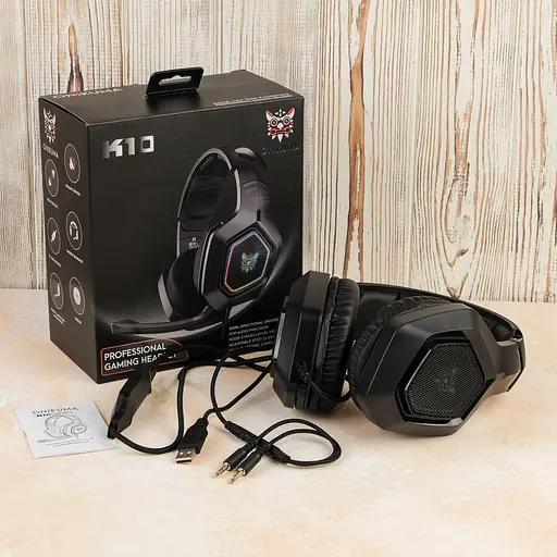 Наушники Onikuma для ПК игровая гарнитура K10 Gaming с подсветкой черная - фото 5