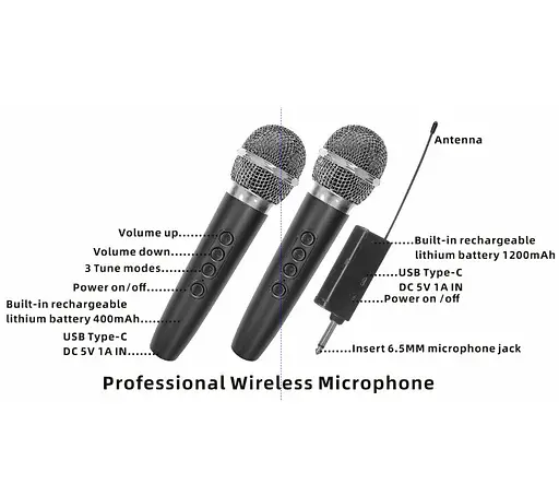 Портативная колонка Big ALIEN-XR12 75W, USM/MP3/FM/Bluetooth + 2 микрофона караоке - фото 2
