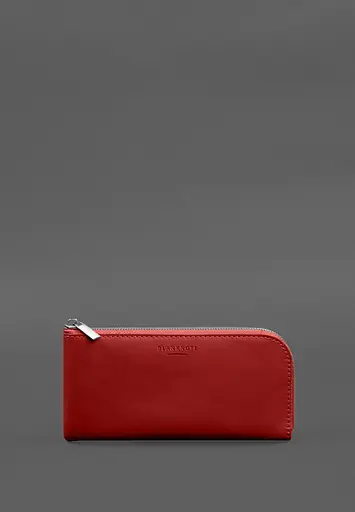 Кожаный портмоне-купюрник на молнии 14.1 красный - фото 2