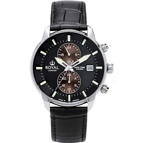 Мужские водонепроницаемые наручные часы Royal London 41395-01 кварцевые с кожаным ремешком