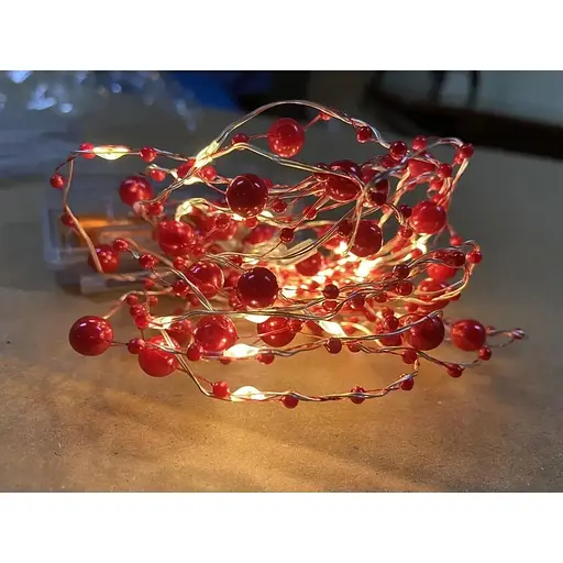 Гирлянда декоративная капля жемчужно-красная 20 led с пультом дистанционного управления