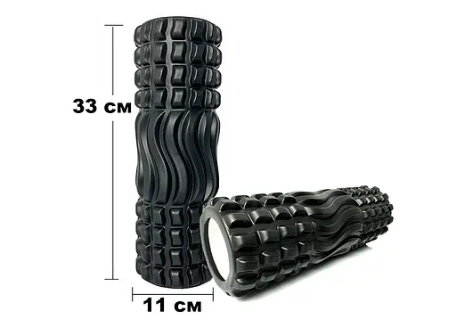 Массажный ролик EasyFit Wavyspines 33 см Черный (EF-3701-Bk) - фото 3