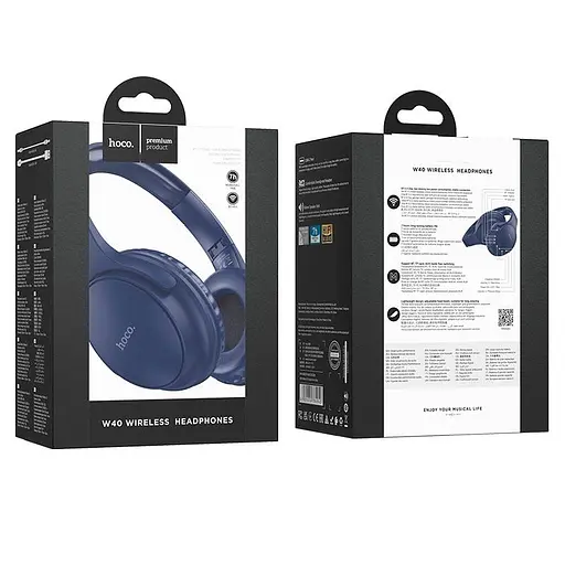Наушники Hoco Mighty BT headphones W40 BT5.3, 7H, AUX/TF Card, Type-C - фото 2