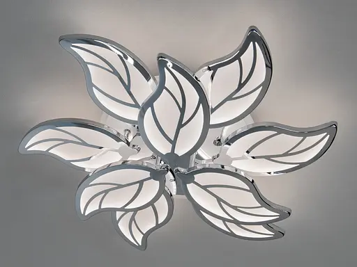 Флористична LED люстра з пультом, димером і підсвічуванням, 140W, хром - фото 3