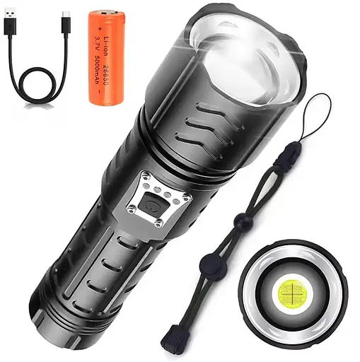 Ручний ліхтар BL-717B-P99 zoom + Type-C + Power bank + 26650 (3хААА) 5 режимів