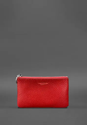 Кожаная монетница / мини-косметичка 3.0 красная флотарь - фото 2