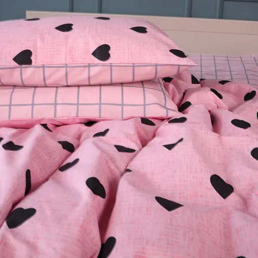 Наволочка MirSon Hearts & Grid бязь 40х40 см (2200011633039)