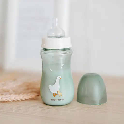 Бутылка антиколиковая Canpol babies EasyStart Goose с контейнером для сухой молочной смеси 240 мл зеленая (35/245_zestaw) - фото 4
