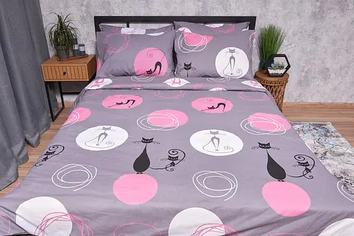 Комплект постельного белья Moon&Star Бязь Gold Люкс Mauve Cats семейный 160х220х2 наволочки 2х40х60 - фото 3