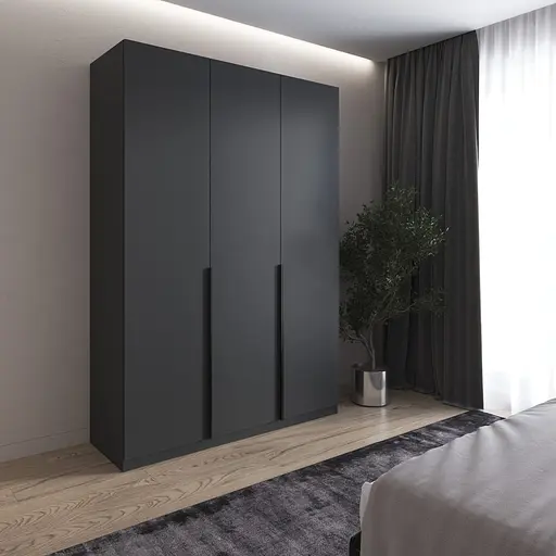 Шкаф для одежды Vays M-32 Антрацит, 2 штанги и полки, ЛДСП, 150×50×220 см - для спальни, гостиной, прихожей