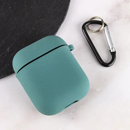 Силіконовий футляр з мікрофіброю для навушників Airpods 1/2 Зелений / Pine green - фото 3