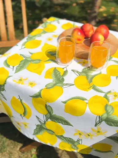 Водоотталкивающая Скатерть Принт Лимоны 220х140 см (+ 4 салфетки 30х40) - фото 5