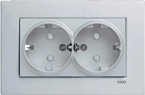 Розетка VIKO Novella подвійна із заземленням штепсельна Срібляста (93000056)