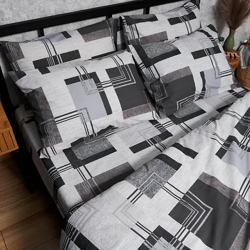 Комплект постельного белья Moon&Star Бязь Gold Люкс Modern Vision Полуторный Евро 160х220 наволочки 2х40х60 - фото 2