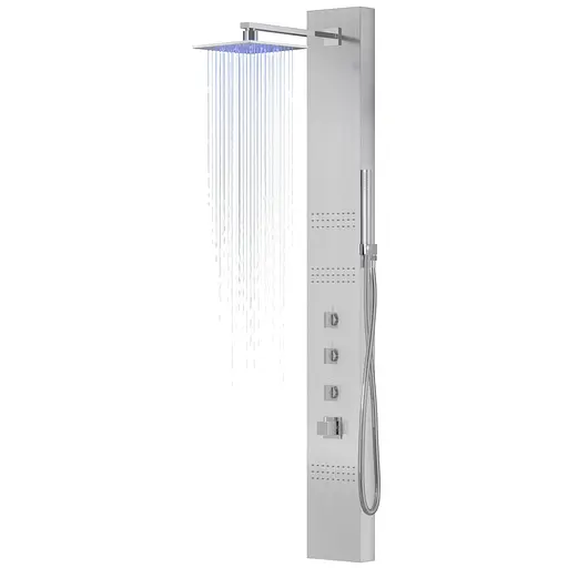 Душова панель Corsan Neo inox LED з термостатом S060TSLLED, Нержавіюча сталь - фото 4