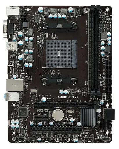 Материнська плата MSI A68HM-E33 V2 (A68HM-E33 V2) (Socket FM2, AMD A68H, Micro-ATX) Б/в - фото 1