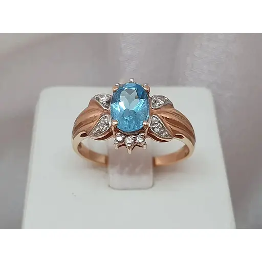 Золотое кольцо с бриллиантами и топазом. RT1101K 19 - фото 2