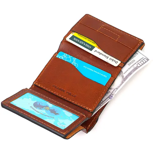 Мужской кожаный кошелек Grande Pelle 8х10х1.5 см acs0025793 - фото 3