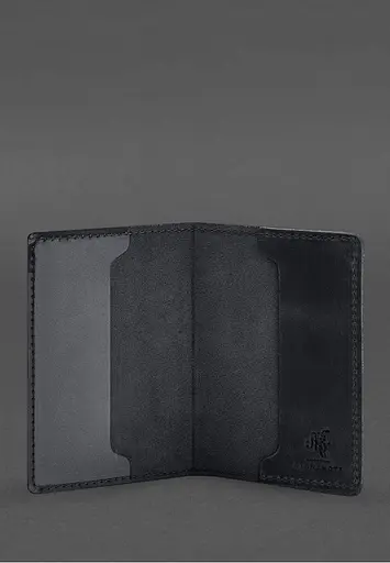 Кожаный переплет для военного билета офицера запаса 8.2 темно-синий Crazy Horse - фото 3