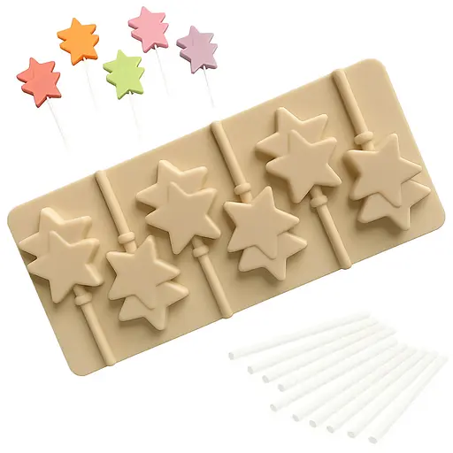 Силиконовая форма для леденцов и конфет на палочке "Звезда", Kitchen Master Бежевый 87457 - фото 1