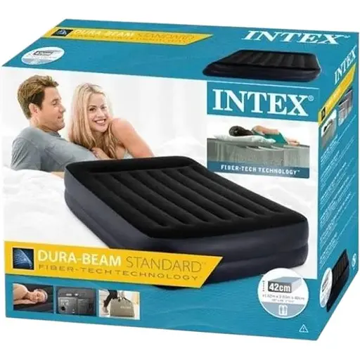 Двоспальний надувний матрац Intex 64124 з вбудованим електронасосом, 152x203x42см - фото 3