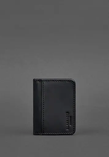 Кожаная обложка для ID-паспорта и водительского заседания 4.1 черная Crazy Horse с гербом - фото 2