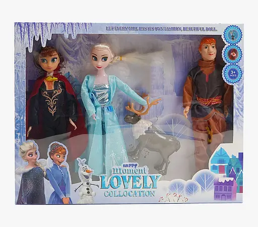 Набор кукол ZHF 2166 3 куклы, шарнирные суставы на руках, резиновая голова, в коробке (6968966587734) - фото 1