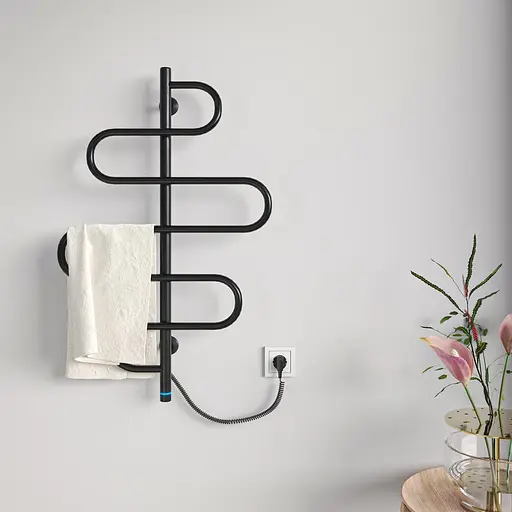 Электрический полотенцесушитель Kosser Лиана 900x550 ЕLR рег. черный РЛ03ЕLR B., Черный матовый, нижнее - фото 3