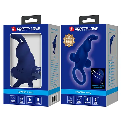Эрекционное кольцо Pretty Love Vibrant Penis Ring 11.3 см синий - фото 7