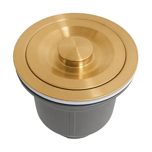 Золотий сифон для мийки на кухню з нержавійки з переливом - фото 1