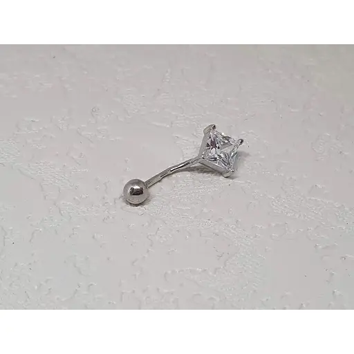 Серебряная серьга для пирсинга пупка с фианитами. 818-2104Р - фото 4