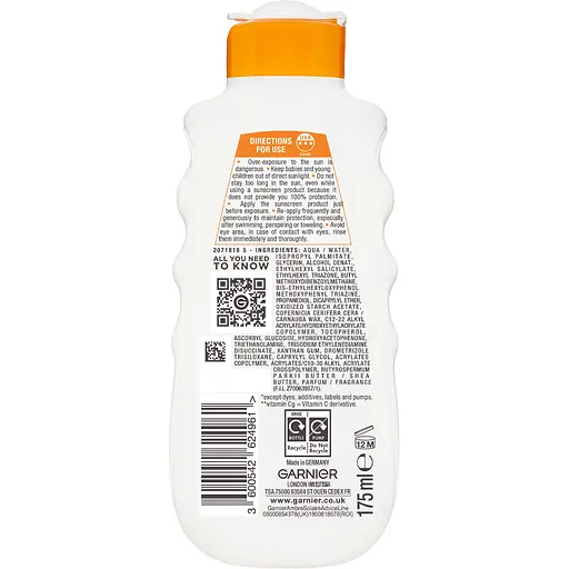 Солнцезащитное водостойкое молочко Garnier Ambre Solaire Увлажнение 24 часа, SPF 50+, 175 мл - фото 2