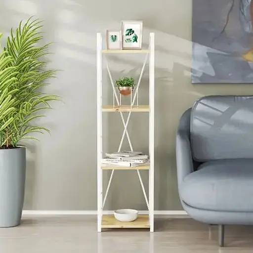 Этажерка 4/34 Ferrum-decor Серии Коннект 120x34x28 белый ДСП Дуб Артизан 16мм (FRD-104279)