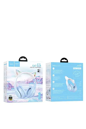 Бездротові навушники Hoco W42 Cat ear з підсвічуванням Біло-блакитний ЦБ-00259103 - фото 3